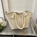Luxury Design Women Raffia Straw Bag Large Capacity Handbag Summer   Shoulder Bag for Female
