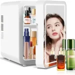 Mini Fridge Skincare with Dimmable LED, 4L/6Can， for Skincare and Makeup, Cooler & Warmer, Portable Mini Fridge for Bedroom Car