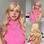Black Red Ombre Long Wavy Synthetic Wig with Bangs Natural Looking Hair Wigs for Women Colorful Party Wig High Temperature Fiber